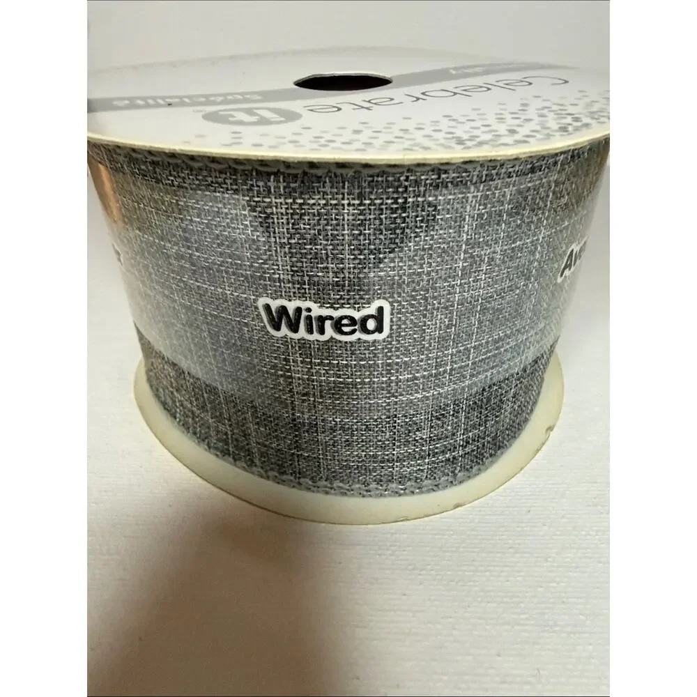 Celebrate It Silver/Gray Wired-Edge Decorative Ribbon Roll